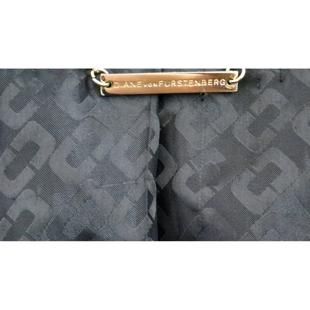 Diane Von Furstenberg Wool Blend Belted Overcoat Black SZ 8 - Picture 10 of 12